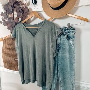 Aerie Green Notch Top New